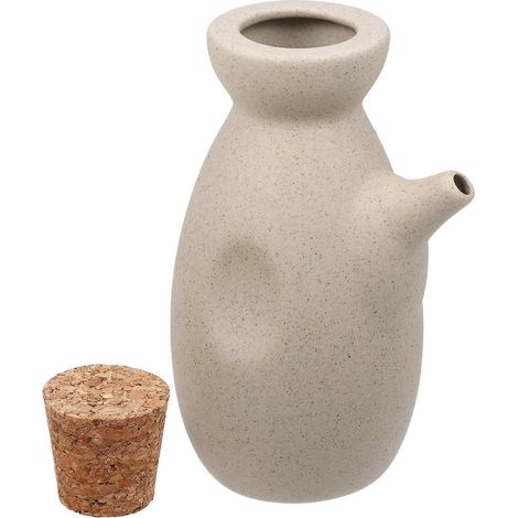 Distributeur de sauce soja en céramique, compatible avec une utilisation en cuisine, style beige (1/5)