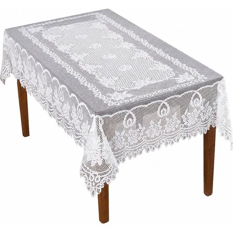 Chemin de table en polyester aspect lin, motif ajouré, gris uni, pour table à manger et table basse, 152 x 228 cm