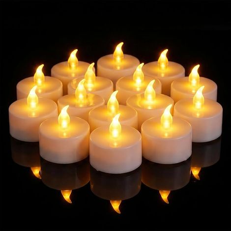 24 batteriebetriebene, flammenlose LED-Teelichter, die leuchten und flackern, extra lange Batterielebensdauer von über 200 Stunden (24 Sets warmgelber Farbtöne) (1/5)