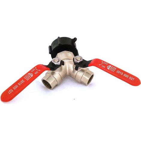Raccord S60x6 - double vanne à boisseau sphérique en laiton chromé sortie femelle 3/4 pouce (1/2)
