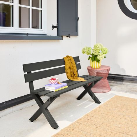 Banc de jardin aluminium 2 places anthracite - Terralu (1/5)