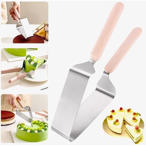 Cortador de pasteles de acero inoxidable: hoja resistente, mango ergonómico antideslizante de doble capa, perfecto para bodas, cumpleaños y repostería una herramienta segura para cortar pasteles y bol (1/5)