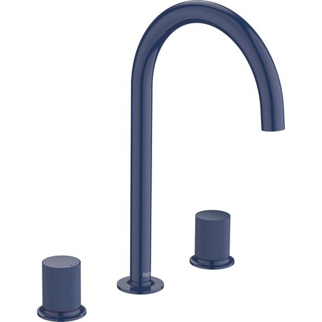 ROCA A5A3E3FP00 NU Grifo Bimando Lavabo con Manetas de Repisa Maneta Stripes Azul Cobalto - ref: A5A3E3FP00