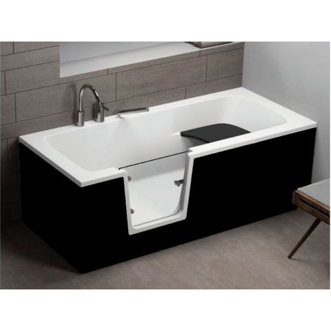 Bañera con puerta ADELAIDE II negro 160/170/180x75/80x54 cm - Dimensiones: 160cm (1/3)