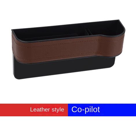 (A-Brown copilote) Organisateur latéral de siège avec porte-gobelet pour voiture, en cuir, multifonctionnel, combleur d'espace entre les sièges, boîte de rangement, poche de siège, rangement pratique (1/5)
