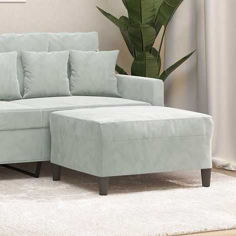 Repose-Pieds pour Salon ou Chambre - Tabouret Pouf Gris clair 70x55x41 cm Velours BV268507 - BonneVie (1/5)