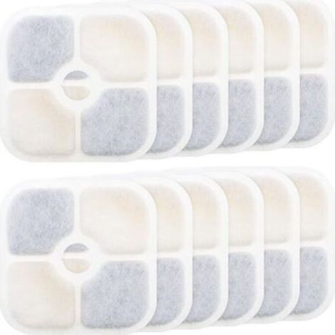 12-Piece Water Fountain Filters - for Catit PIXI 43717 - Activated Carbon Filter - High Quality - Purifying - Refill - Pet Fountain Filters - Rectangle - Fountain for (1/5)