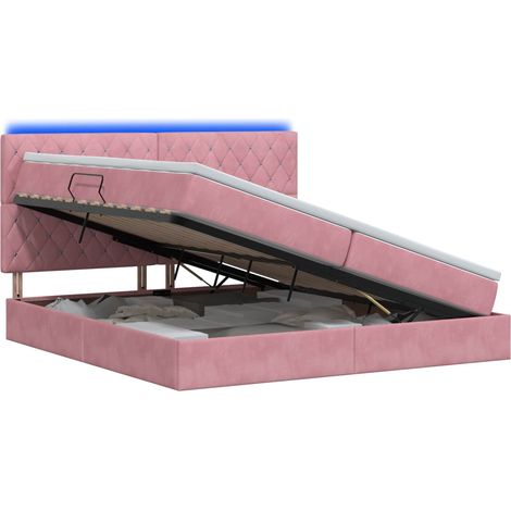 Maison Exclusive - Letto con contenitore LED e materasso Rosa 200 x 200 cm Velluto (1/5)