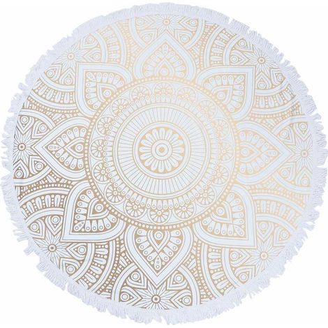 Tigrezy Schnelltrocknendes rundes Strandtuch, Strandtuch mit abstraktem Mandala-Muster, Yogamatte, Duschtuch, Badetuch