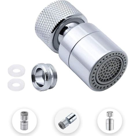 Filtre de robinet de cuisine réglable en laiton anti-mousse, 2 modes, avec adaptateur de buse, compatible avec les robinets à filetage externe M22 ou à filetage interne M24 (1/5)