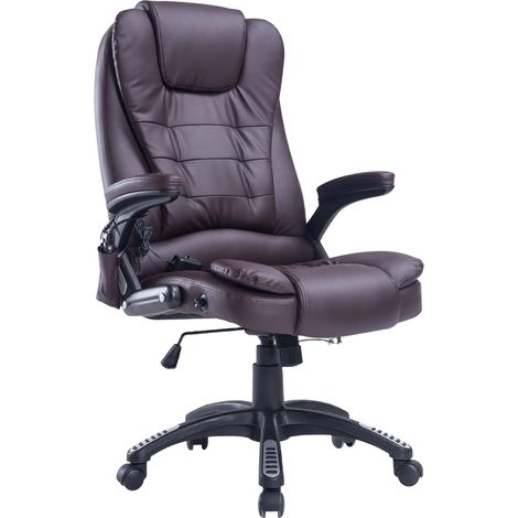 Poltrona Massaggiante da Ufficio con Riscaldamento in Similpelle Marrone 62x68x121 cm (1/5)