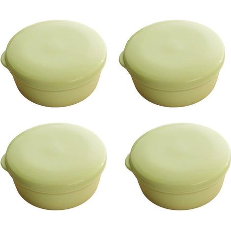 Lot de 4 boîtes à savon rondes portables pour salle de bain, avec couvercle et porte-savon de voyage égoutté, vertes. (1/5)