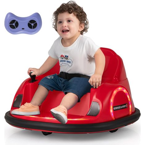Costway – Voiture électrique enfant 6V avec télécommande – Auto tamponneuse 360° – Lumières LED et musique – Charge 25kg – Démarrage lent – Rouge (1/5)