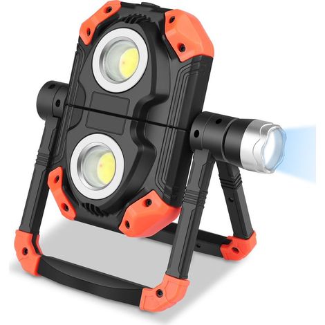 Rechargeable LED Floodlight Outdoor Portable and Flexible Work Lamp 360° Rotatable with Rechargeable Battery Equipped with 5 Lantern Modes for Camping, Construction Site, Garage, Workshop [Energy Clas (1/4)