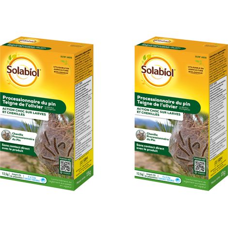 SOLABIOL Processionnaires du Pin - Traitement Choc - Efficace sur Larves et Chenilles - Jusqu'à 25L de Solution SOPIN12X2 (1/2)