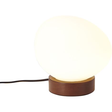 QAZQA Japandi-Tischleuchte Holz mit Opalglas - Sally