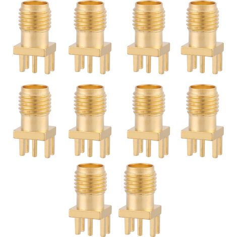 10 pezzi di connettori jack femmina SMA in ottone per montaggio su PCB, 50 Ohm RF.