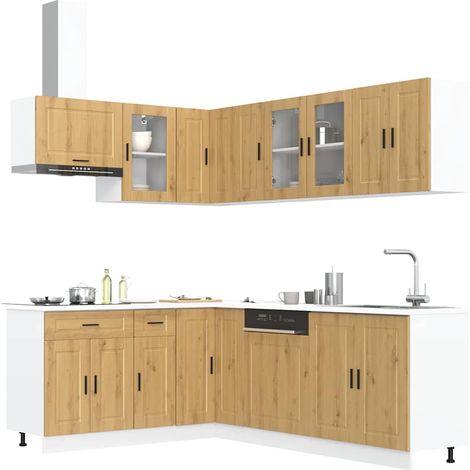 vidaXL Ensemble d'armoires de cuisine 11 pcs Porto bois d'ingénierie (1/5)