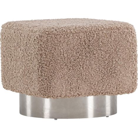 Pouf Design Tissu Bouclette "Newton" 45cm Marron (1/5)