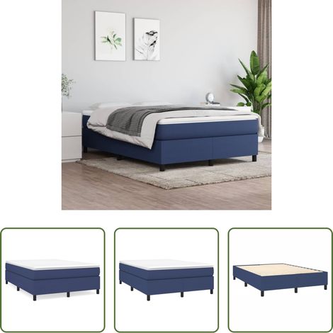 Matratze - Boxspringbett mit Matratze Blau 140x200 cm Stoff (1/5)
