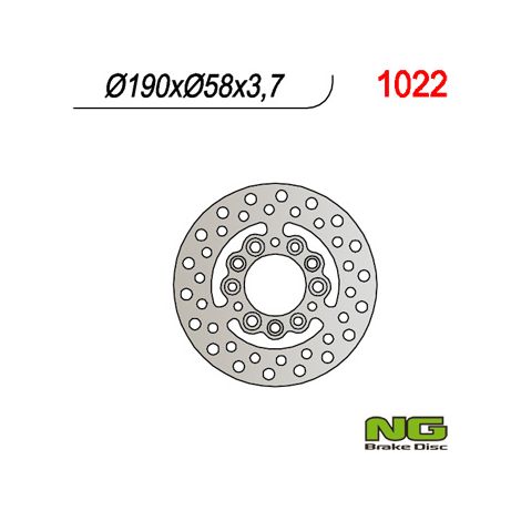 Disco de freno trasero NG 190x58x3,7 mm para Aprilia, Yamaha y otros scooters.