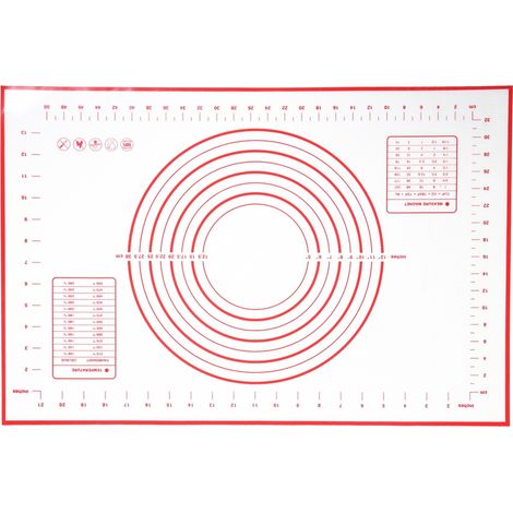 Lot de 2 tapis de cuisson en silicone antiadhésif pour pâtisserie, plan de travail pour étaler la pâte, outils de cuisine rouge.