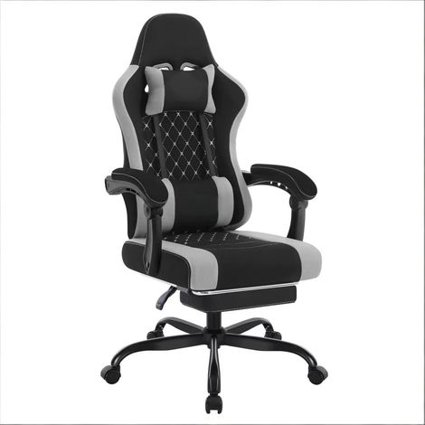 Sedia da ufficio ergonomica girevole con massaggio, rete, nera e grigia, HOMVRA (1/5)