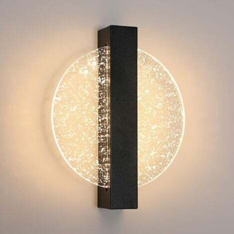 Applique Murale LED Dimmable 12W, Lampe Murale Intérieure Moderne en Aluminium, Lampe de Chevet Murale LED, Noir Applique Murale Acrylique Ronde pour (1/4)