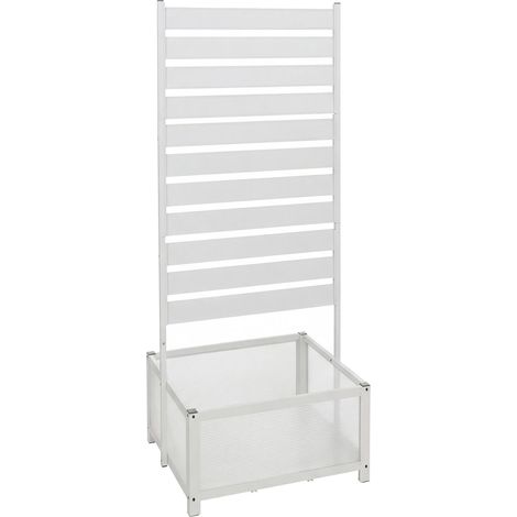 [NEUWERTIG] Aluminium Beet mit Rankgitter HHG-571, Blumenkasten Pflanzkübel Spalier, 110x60x75cm weiß