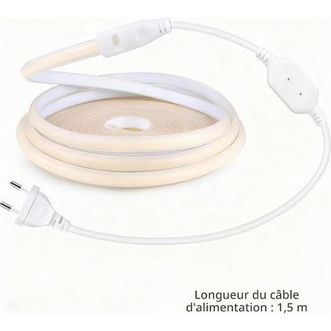 Ruban LED COB Exterieur 10M, 220V Bande LED IP65 Étanche Flexible DIY Adhésif Bandeau LED pour Interieur Maison, Chambre, Chantier, Pergola, Terrasse,10W/M, 4000K, Blanc Naturel (1/4)