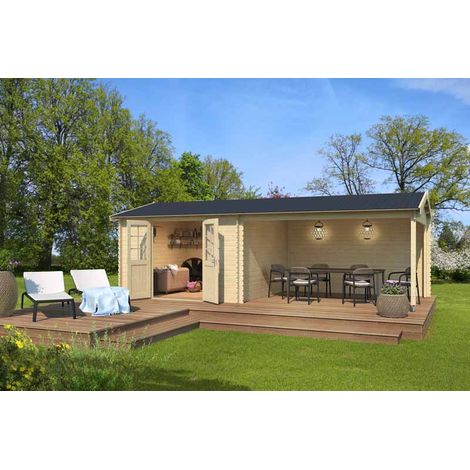 Amarillo-Log Cabin, Wooden Garden Room, Timber Summerhouse, Home Office - L730 x W388.8 x H250.8 cm