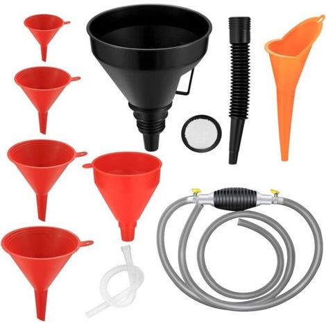 Ecleanfy - Entonnoir Voiture 8Pcs,Universel Entonnoirs Remplissage Plastique Carburant-Huile Essence Ntonnoir avec Filtre et Extension (1/5)