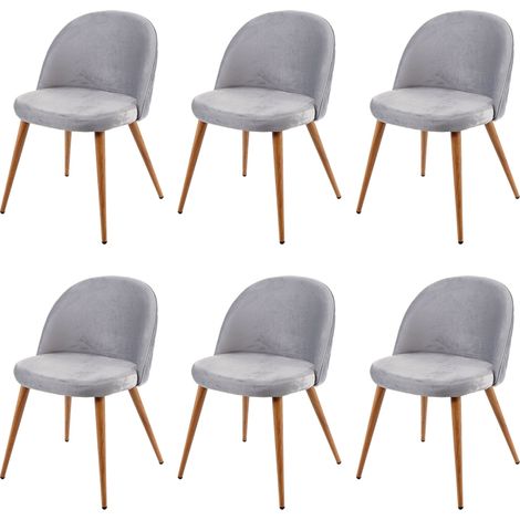 Lot de 2 chaises de salle à manger tissu velours gris clair en bois style rétro 040002118 (1/5)