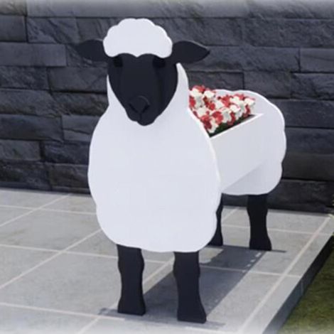 Pot de fleurs vache mignon pour la décoration de jardin support de plante en forme d'animal pour jardin intérieur et extérieur - Blanc (1/5)