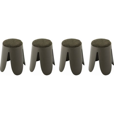 sweeek - 4er Set stapelbare Hocker, strukturierter Bouclébezug