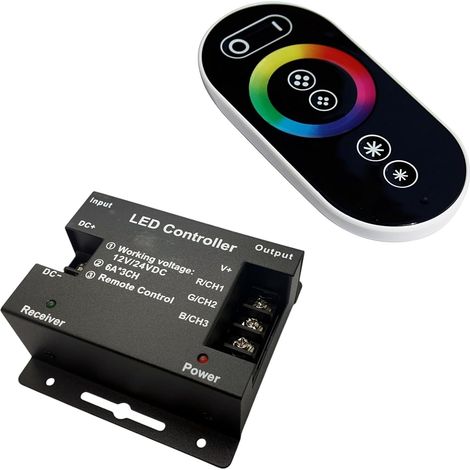 12V/24V Funk-RGB-LED-Controller – Touch-Dimmer mit Funkfernbedienung für Lichtleisten (1/5)