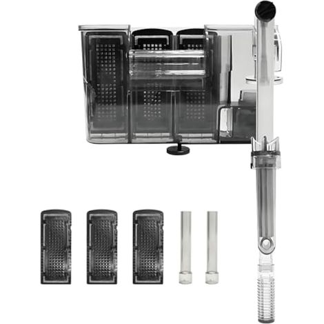 Filtre Aquarium Réglable 800L/H Pompe Aquarium, Ultra-Silencieux Filtre Externe Aquarium, Circulation d'oxygène, Filtre Suspendu Hang Cascade Convient aux Aquariums Jusqu'à 210L (1/5)