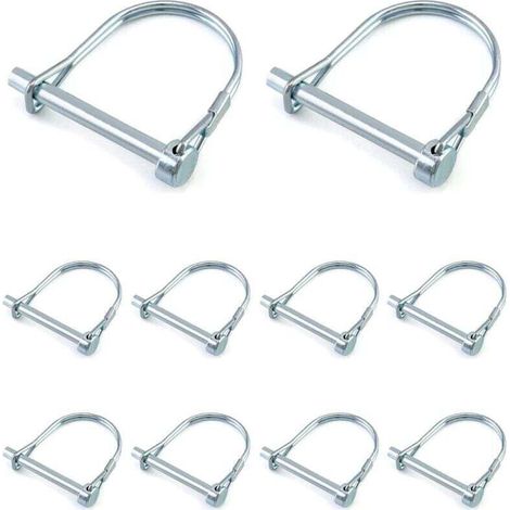 10 Stück D-förmige Sicherungsstifte, verzinkte Kohlenstoffstahl-Sicherheitsstifte für Garten, Rasen und Anhänger – 6 x 50 mm