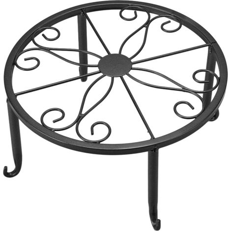 Einstöckiger Pflanzenständer aus Eisen, freistehend, schlichter, niedriger Blumentopfständer für Balkon, Wohnzimmer, Blumenablage, 22 x 22 x 12 cm / 8,7 x 8,7 x 4,7 Zoll, Schwarz (1/5)