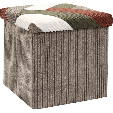 Pouf Coffre Pliable Côtelé "Scott" 38cm Multicolore (1/5)