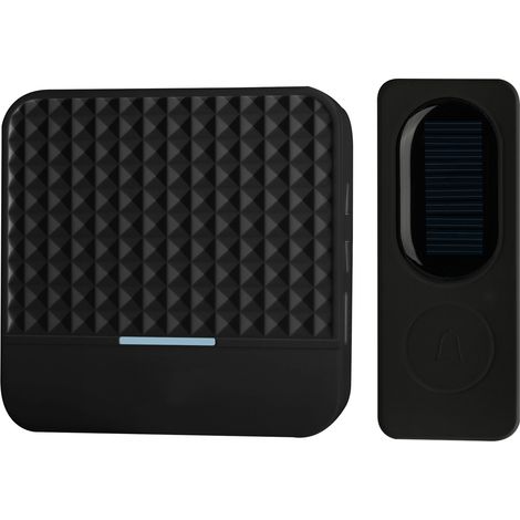 Kit de sonnette sans fil, charge solaire avec sonnette légère carillons de sonnette de sécurité à domicile IP65 étanche, sonnette extérieure carillon intérieur