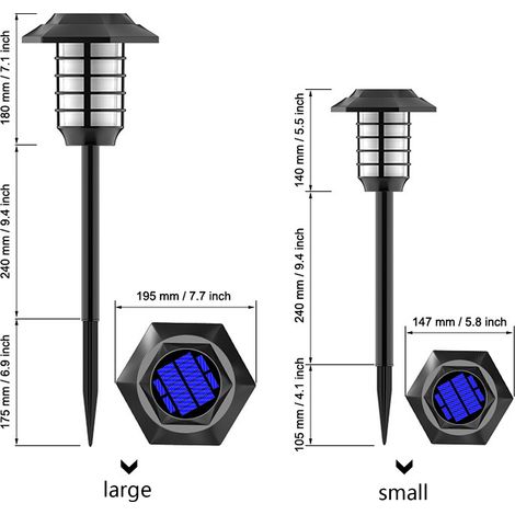Set mit 2 kleinen Solar-Gartenleuchten, 48 warmweiße LEDs + dynamischer Flammeneffekt, 14,7 x 13 x 48,5 cm, wasserdichte Außenbeleuchtung, dekorative Rasenfackel, Verpackung 25 x 13,5 x 15,5 cm (1/5)