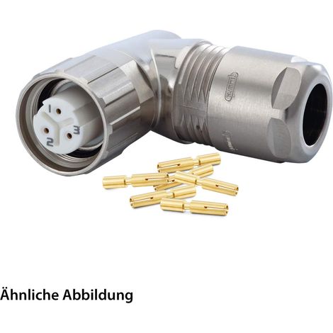 HUMMEL SET inkl. Kontakte M16 Kabelsteckverbinder, Crimpeinsatz gewinkelt Polzahl 3-pol., Buchse orientierbar Kabelabgang seitlich, Klemmbereich 3,0mm - 6,0mm - 1 Stück