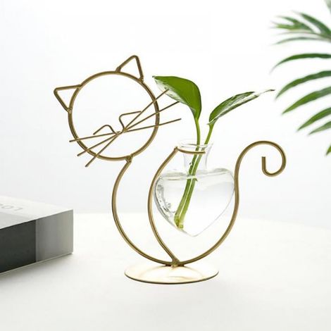 Vase En Verre - Support En Fer Pour Terrarium De Plantes - Pour Hydroponie - Décoration Intérieure Extérieure - 1 Pièce (1/5)