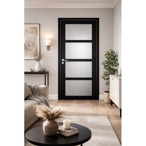 Bloc Porte Telia Noir Vitrée H204 X L83 Cm Côte Tableau P.droit,poignee Pomerol Gd Menuiseries