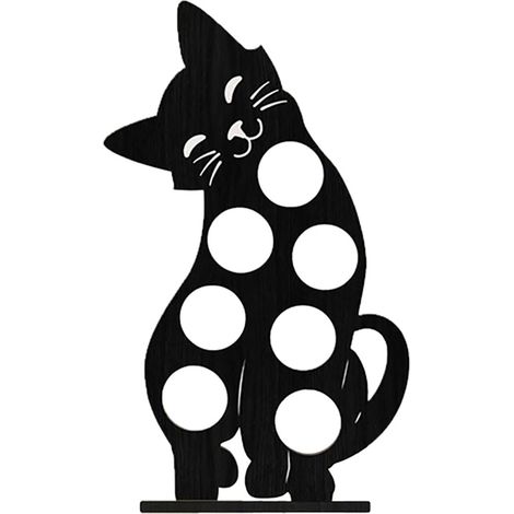 Support à capsules en bois noir Style A, Rangement thé créatif forme chat, Décoration originale pour comptoir de bar (1/5)