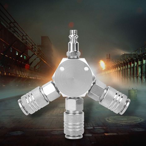 Raccord rapide 3 voies pour tuyau d'air comprimé, adaptateur et répartiteur 1/4'' F NPT (1/5)
