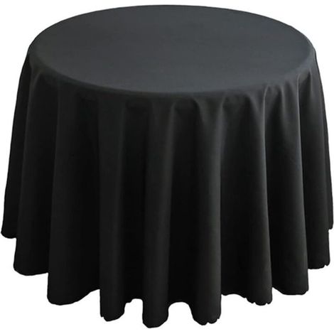 Nappe en polyester, linge de table, table basse, table de cuisine, nappe ronde, style simple, noir, diamètre 260 cm (1/5)