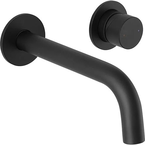 Miscelatore lavabo a muro nero opaco senza leva in acciaio inox Gemini (1/5)