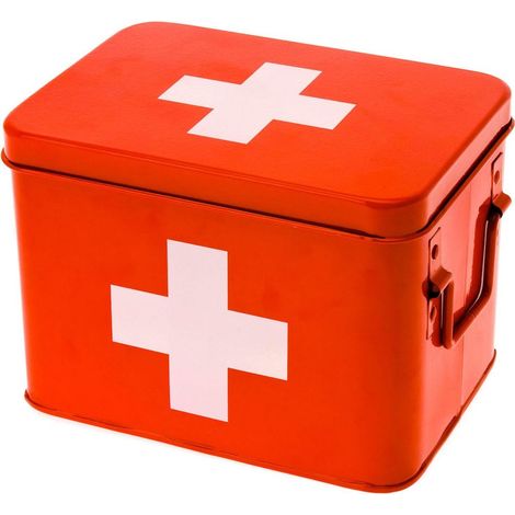 Tzmo Cross caja de botiquín metálica roja 21,5x15,5x16 cm